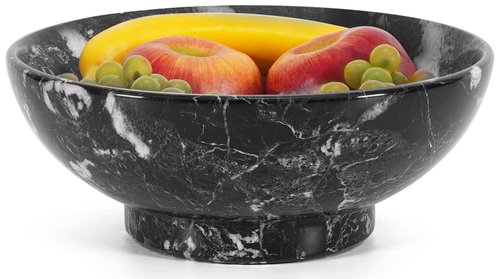 Marble Fruit Bowl For Kitchen Counter Black 10" Inch Handmade Candy Bowl, Ideal Decorative Bowls For entryway Table, Modern Fruit Dish for Kitchen Decor