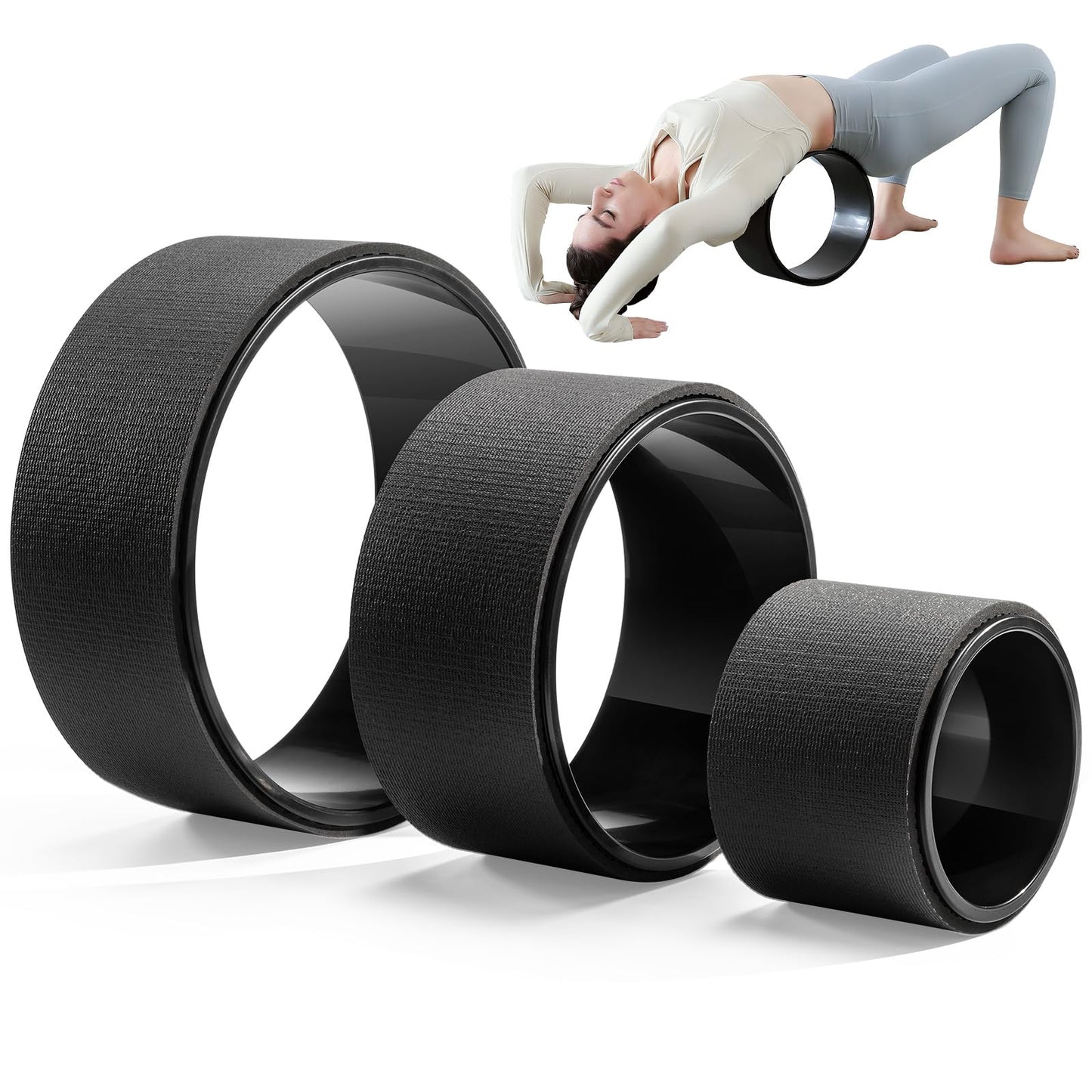 Zmarthumb Back Roller, Foam Roller for Neck & Back Pain Relief, Yoga Wheel for Deep Tissue Muscle Massage, High Density Foam Tool for Physical Therapy, Stretching & Exercise(3 Pack)