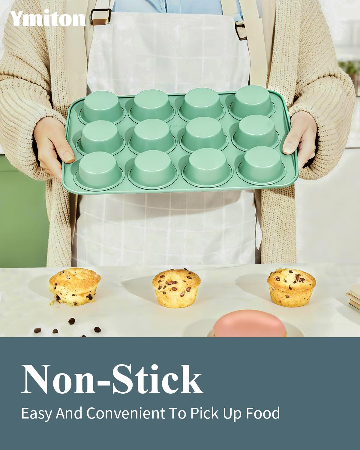 Skiennix Ceramic Nonstick Baking Pans Set - 30 PCS Stackable Bakeware, 550°F Oven Safe, Green