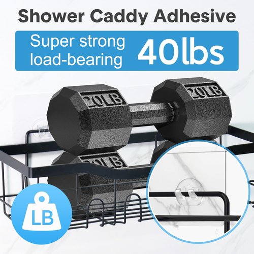 Lsnisni Shower Caddy Adhesive Hooks - Strong Waterproof Strips for No-Drill Bathroom & Kitchen Storage | 4 Pack