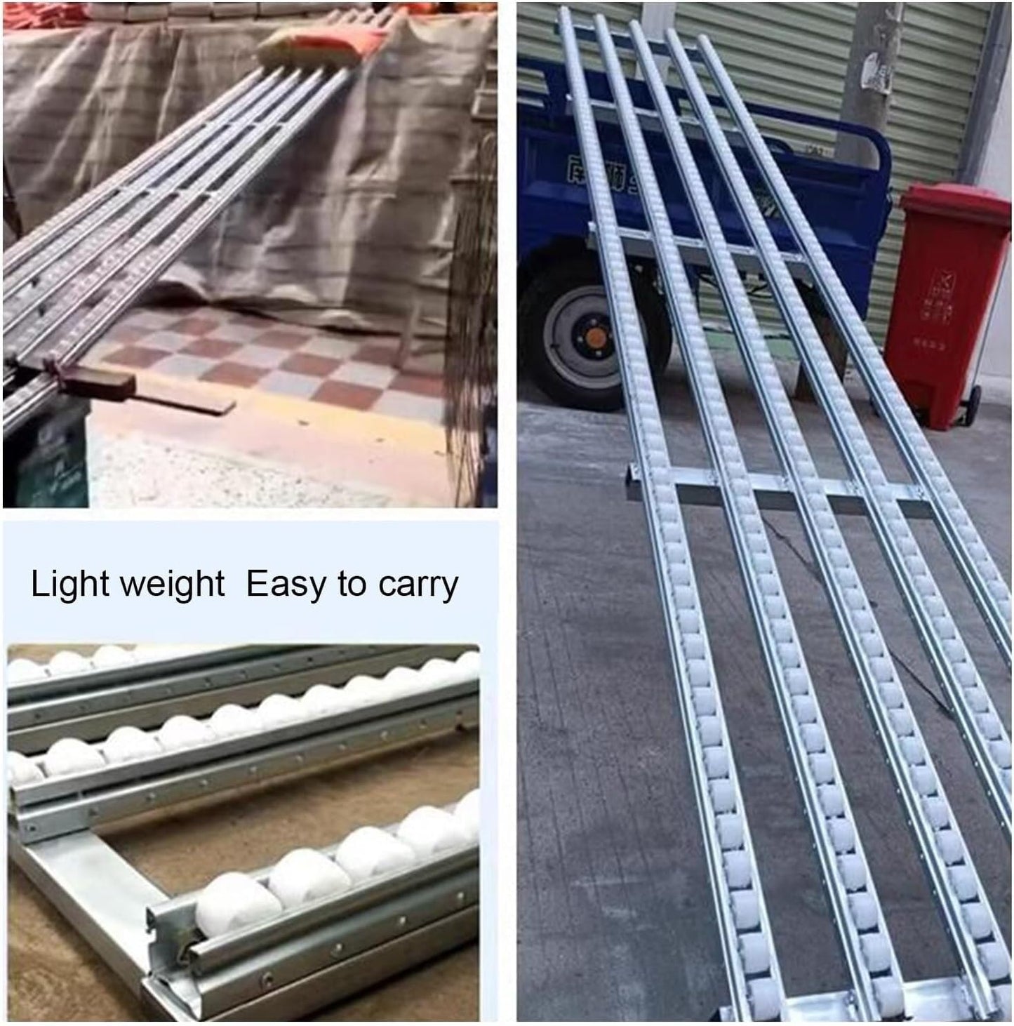 200cm Conveyor Table, Light-Duty ABS Plastic Roller Unloading Slide for Warehouses & Factories, Efficient Freight Handling (6 Slides)