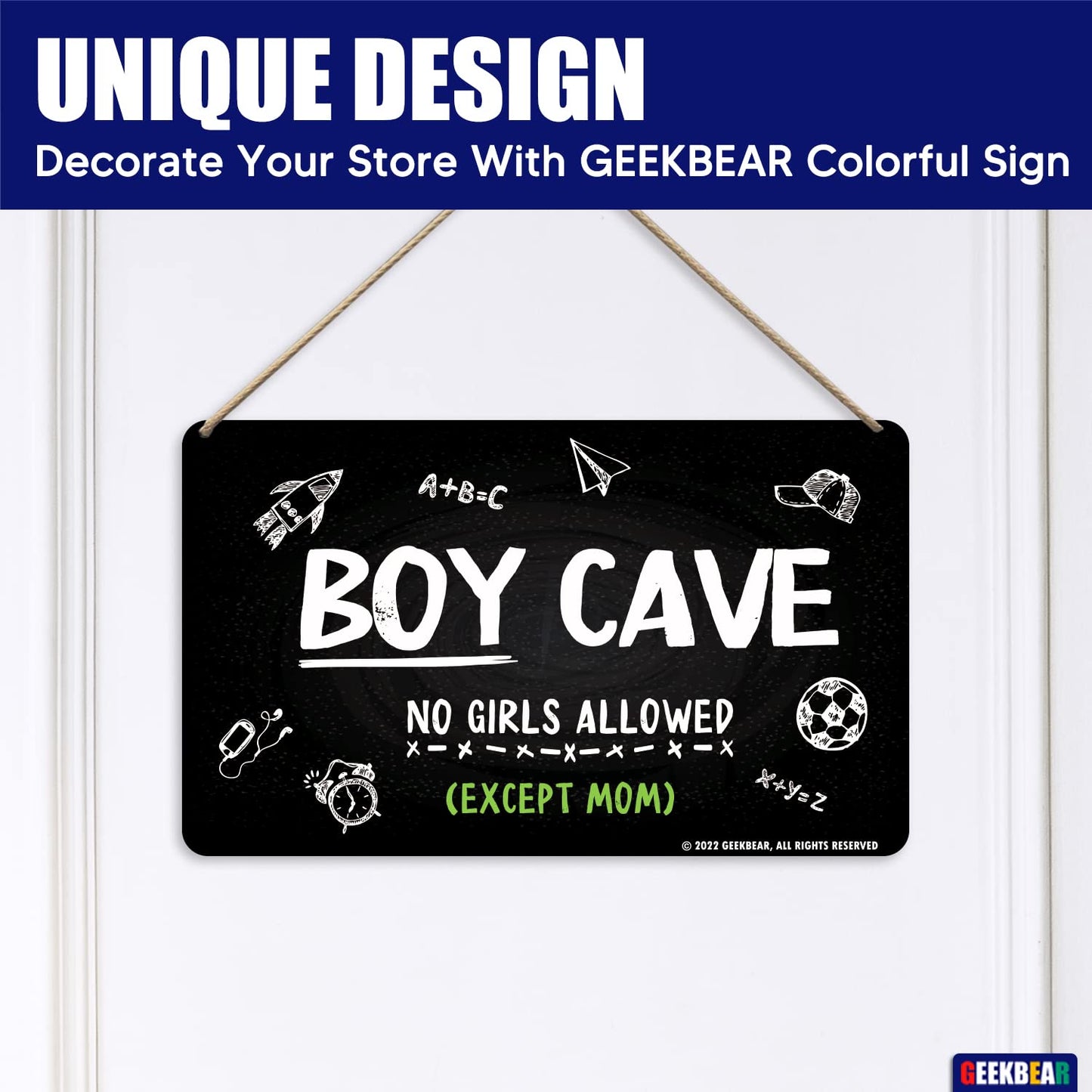 GEEKBEAR Boy Cave Sign - Made with Premium Acrylic - A Cute & Educational Addition to Any Little Boy's Room (Spider Web) - Discontinued Soon