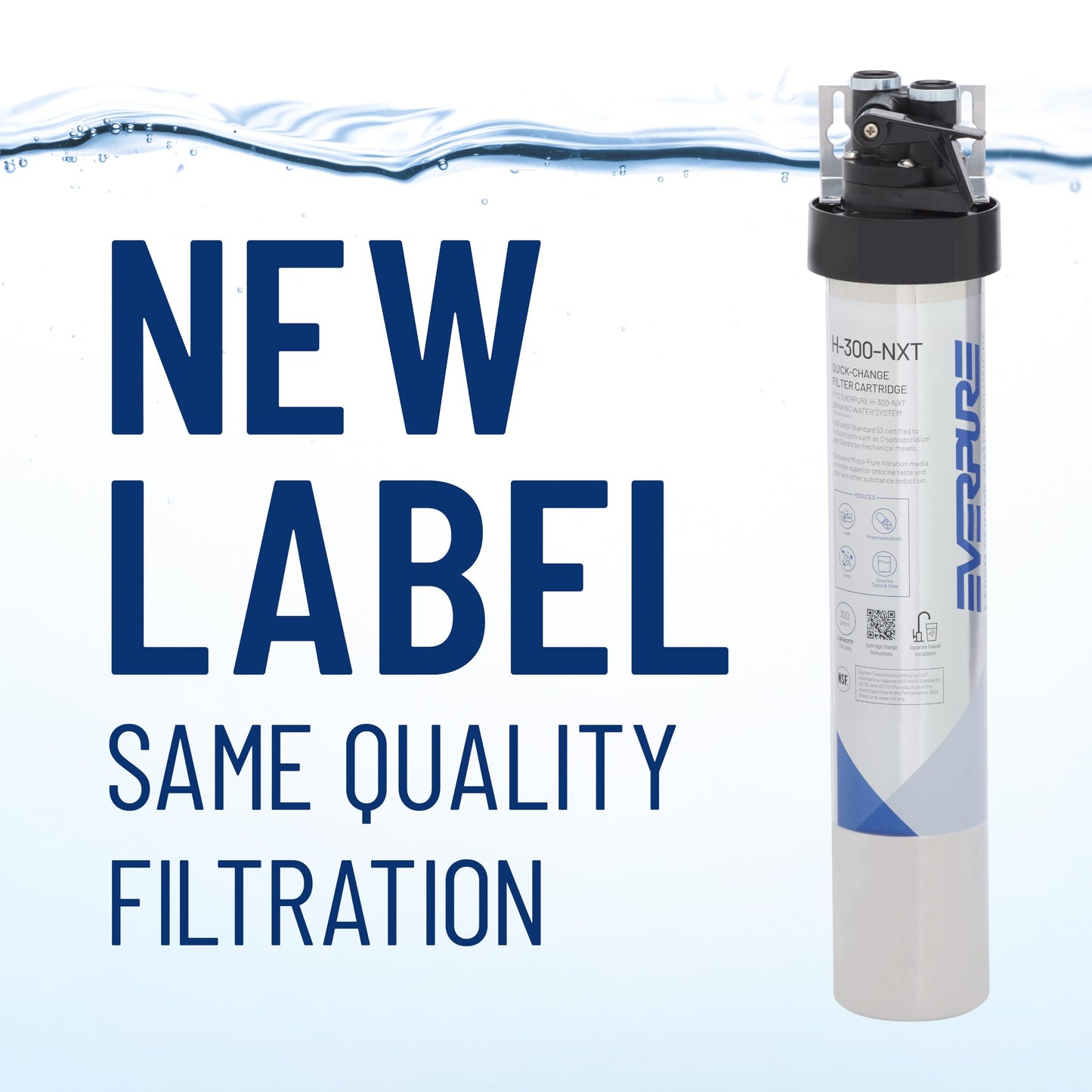 Pentair Everpure H-300 Quick-Change Filter Cartridge, EV927072, NSF Certified to Reduce Lead, For Use in Everpure H-300 Drinking Water Systems, 300 Gallon Capacity, 0.5 Micron