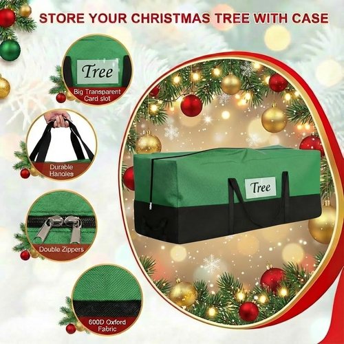 Christmas Tree Storage Bag by [Brand Name] - Heavy Duty 600D Oxford for 10-12 Ft Trees | Durable Handles & Transparent Pocket