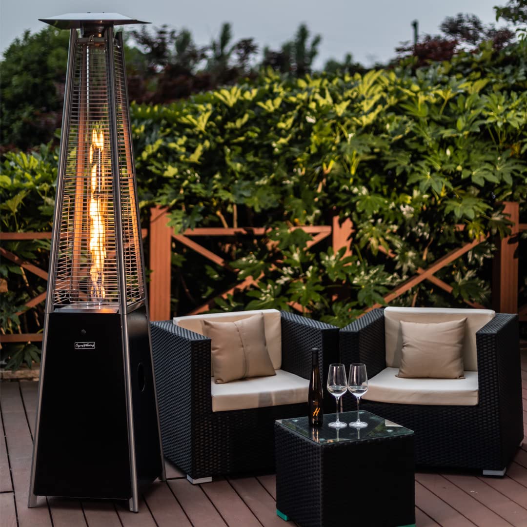 Patio Heaters for Outdoor Use, 40000 BTU Outdoor Heaters for Patio with Wheels, Quartz Glass Tube Outside Heater for Deck Backyard Commercial, Hammered Black