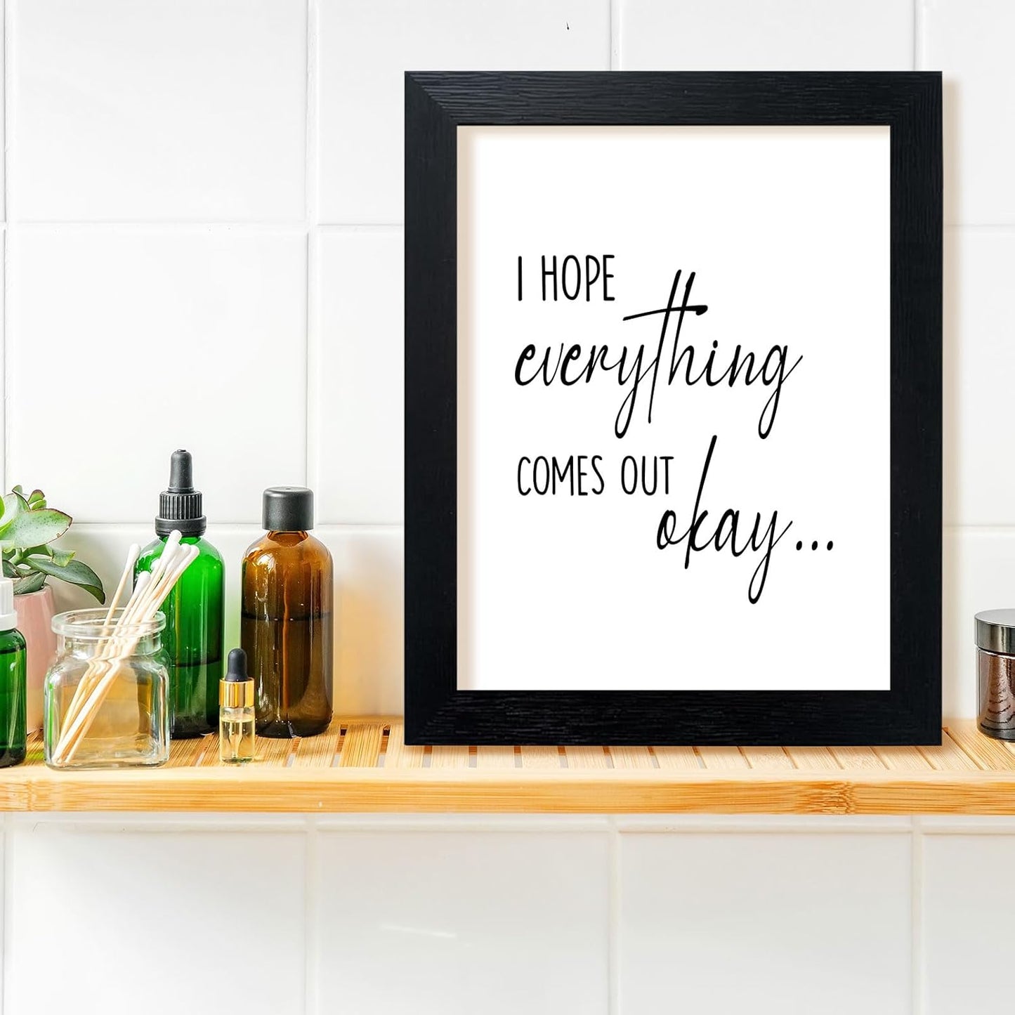 Pigort Funny Bathroom Sign - Black and White Wall Art Decor | 8x10 Inch Toilet Quote for Guest Room