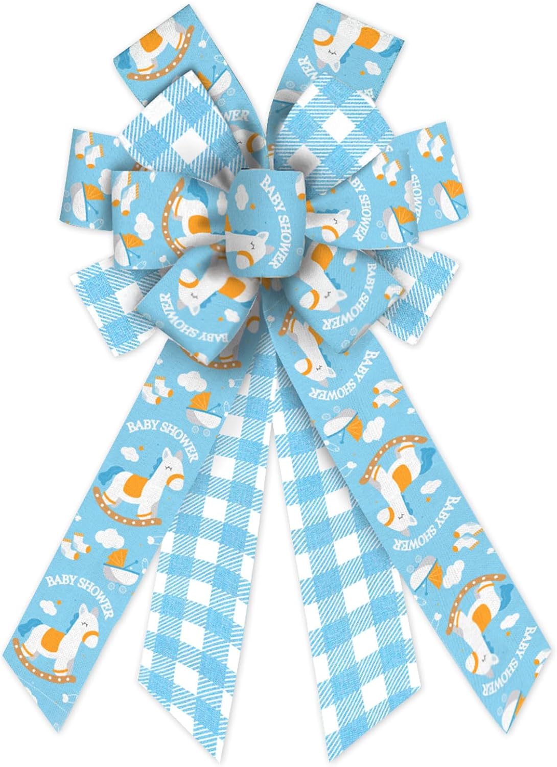 Skiennix Large Baby Shower Bows - Blue Burlap & Ribbon Wreath Decorations | Perfect for Gender Reveal & Birthday Decor