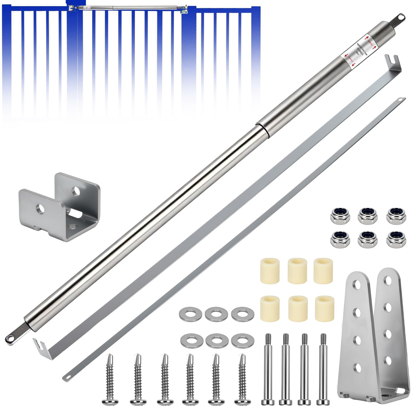 TB400SS Hydraulic Outdoor Gate Closer for 75 to 175 lbs, Stainless Steel, Width 40 to 64 Inches, Opening Pressure 6 to 12 Pounds, for Farms, Ranches, Gardens, Sports Complexes, Home Yards