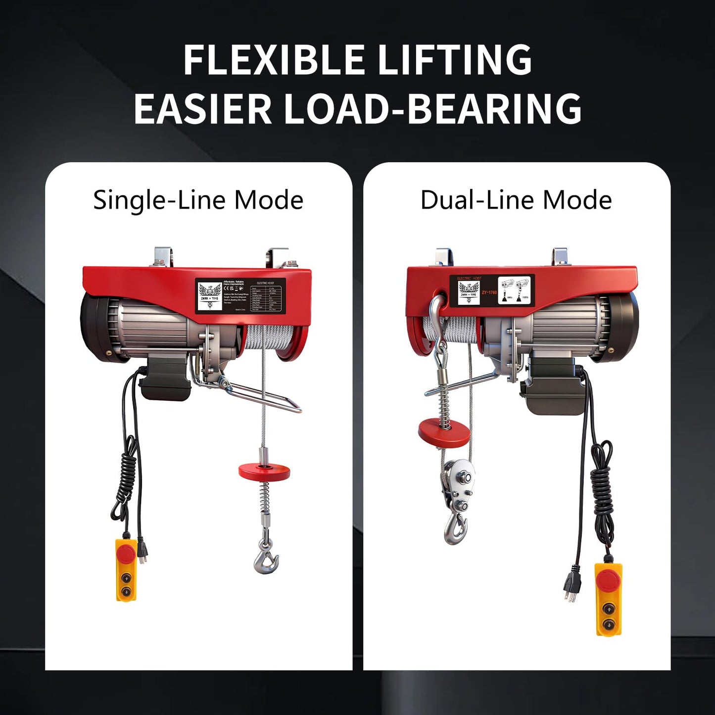 Electric Hoist 1760lbs with 14ft Wired Remote Control, Electric Hoist 110 Volt with 40ft Single Cable Lifting Height Motor, Lift Hoist for Factories Warehouses Construction Site Attic