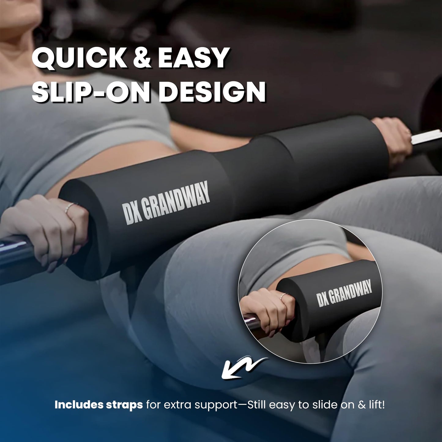 Advanced Squat Pad - Barbell Pad for Hip Thrusts, Squats & Lunges - Neck & Shoulder Squat Bar Pad Cushion Support Foam for Extra ComfortPremium Squat Pad (Black)
