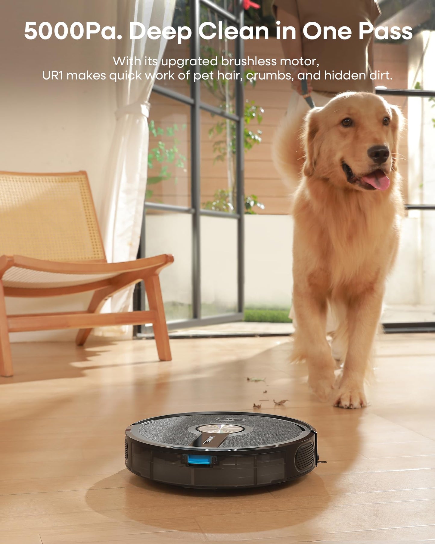 uninell Robot Vacuum and Mop Combo,5000Pa Robotic Vacuum Cleaner,180mins Runtime Vacuum Robot with App/Remote/Alexa Control, Ideal for Hard Floor/Carpet/Pet Hair, Self-Charge,Schedule Clean(UR1)