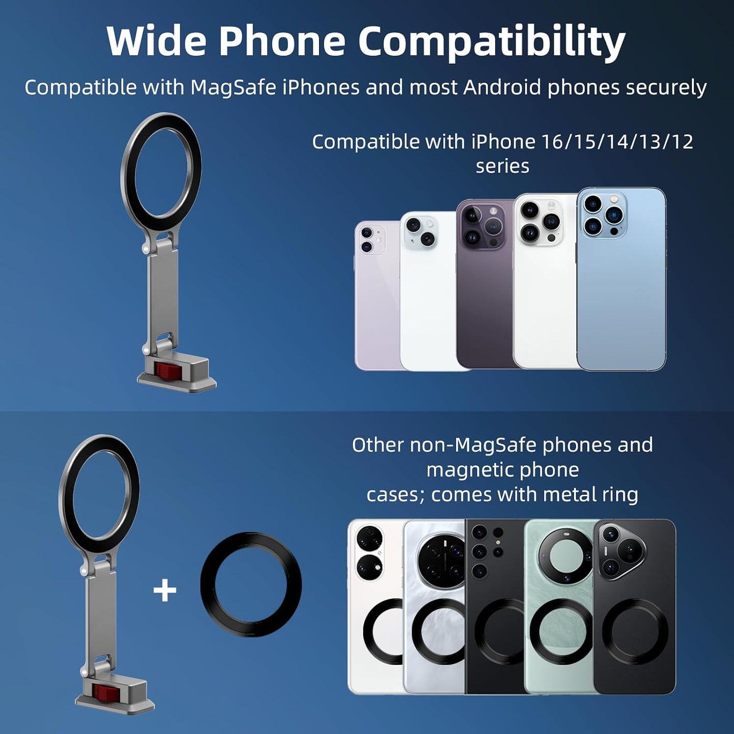 BRDRC 1/4" Cold Shoe Phone Mount with Arca Port, Tripod Mount for MagSafe Magnetic Hot Shoe Adapter with Screw Hole