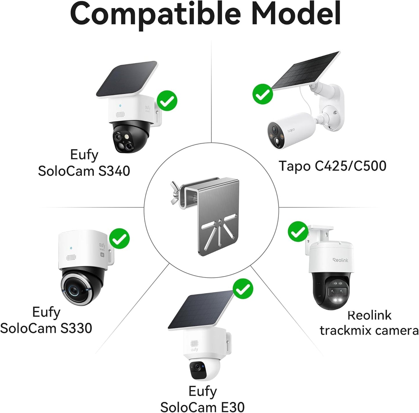 SZJKC 2 Pack S340/E30, Gutter Mount Bracket Compatible with Eufy Solocam No Drill Installation, Stainless Steel Gutter