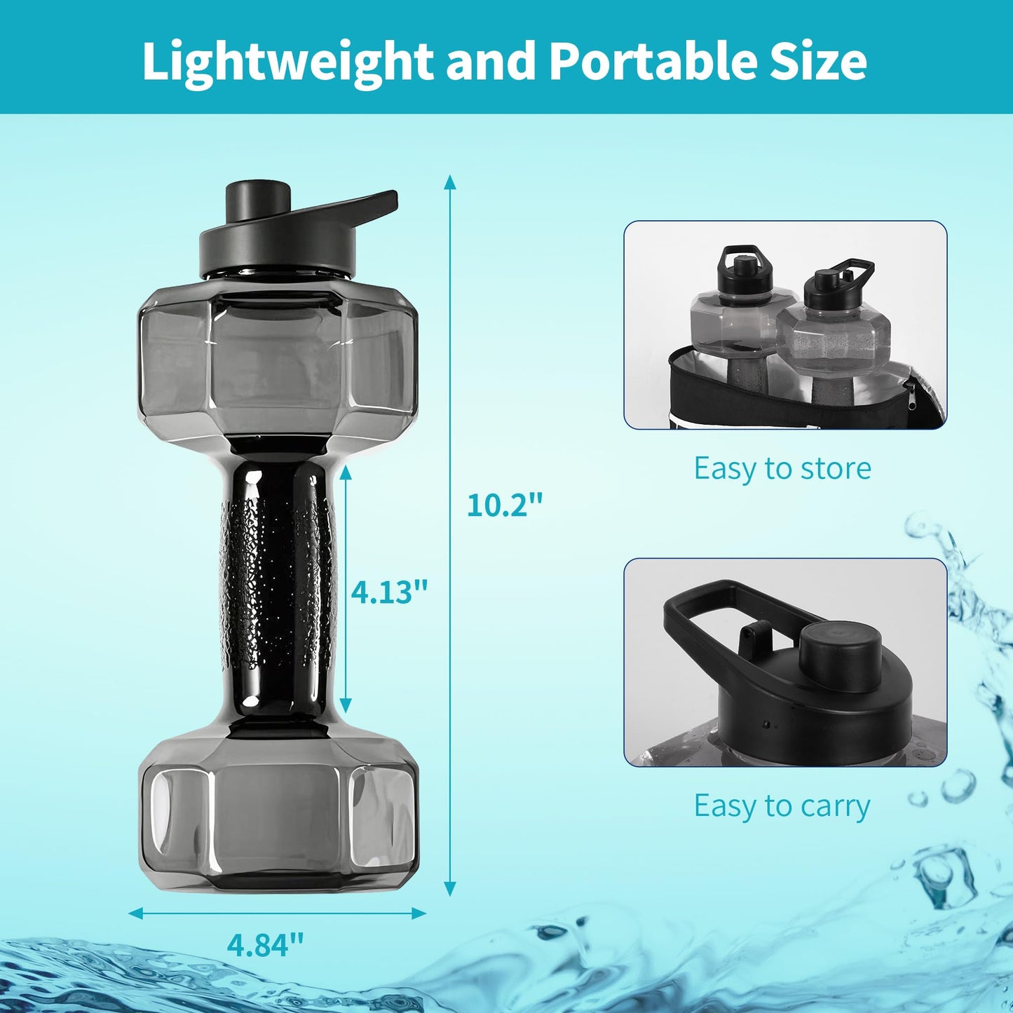 Water Weights for Pool Exercise Set of 2, Aquatic Exercise Dumbbells with Non-slip Handle, PE Materials Water Dumbbell Aerobics for Water Aerobics Weight Loss (Black)
