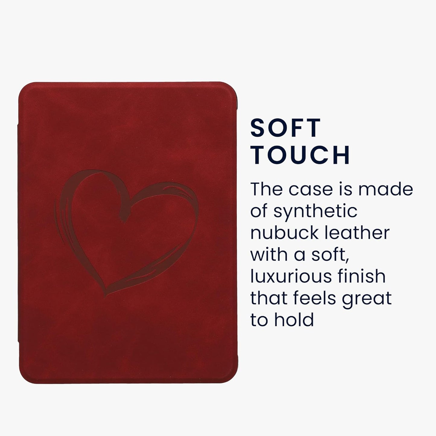 kwmobile (2024)/Colorsoft Cover Compatible with Amazon Kindle Paperwhite Cover - eReader Case - Brushed Heart Dark Red