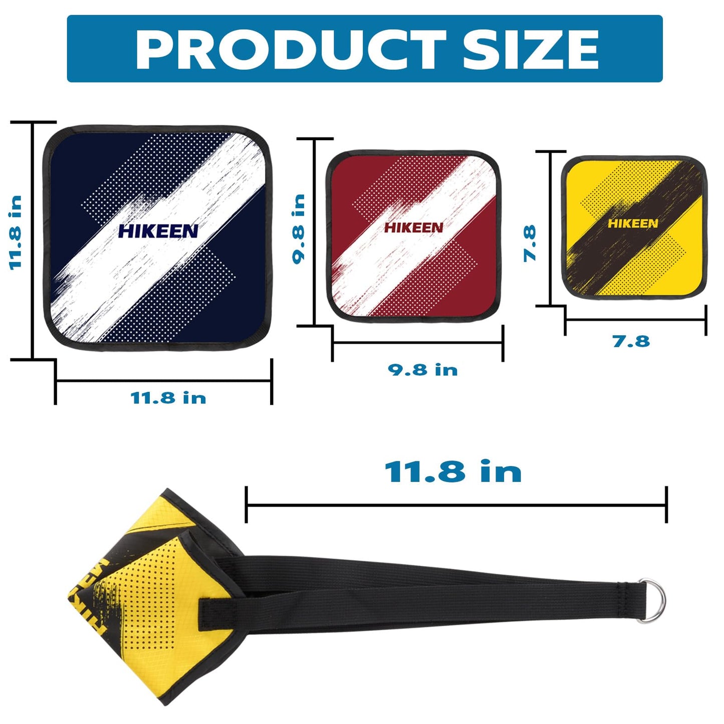 Hikeen Swimming Parachute Resistance Set Training Equipment with 3 Parachute & Adjustable Length Swim Belts for Adults(1 Set)