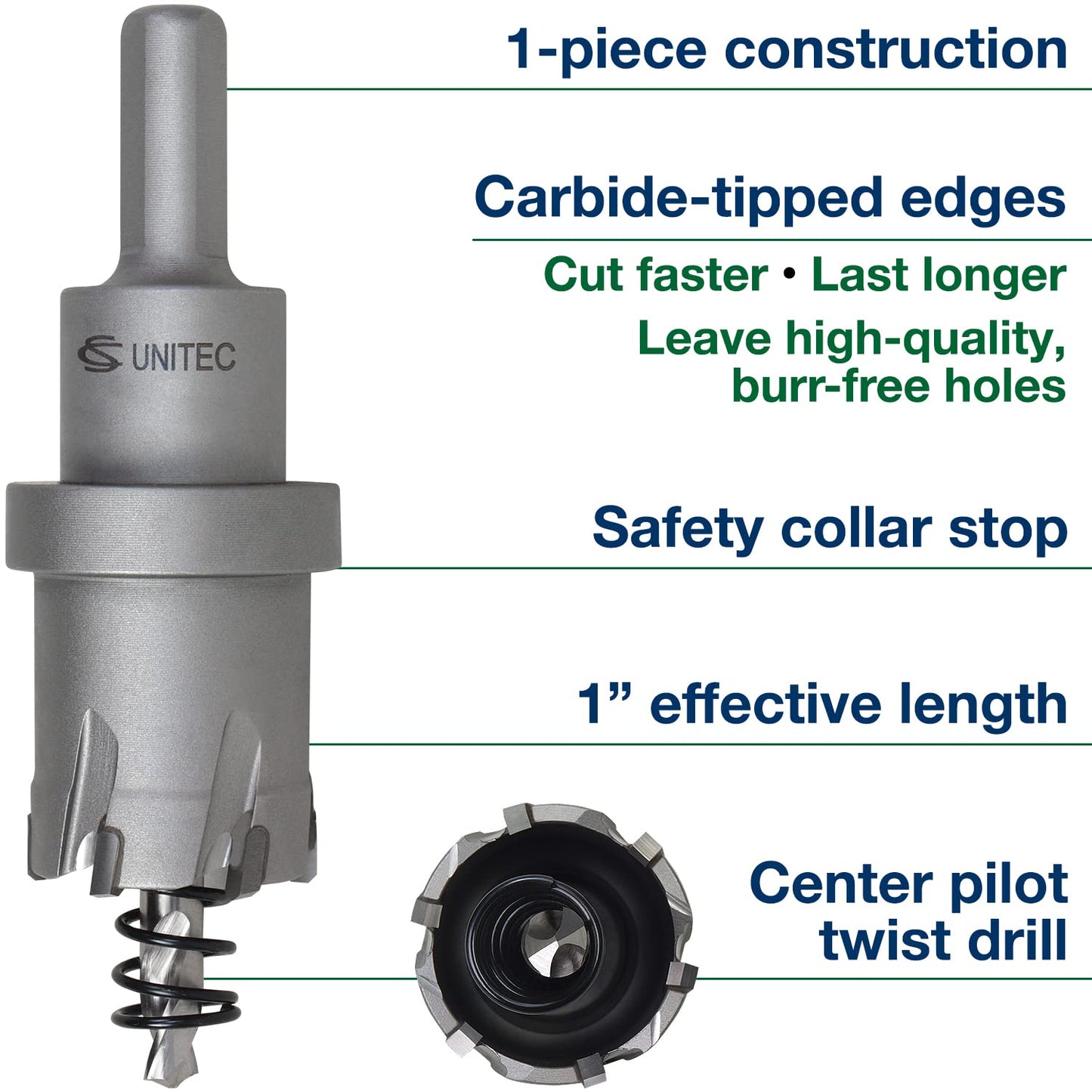 CS Unitec 1-1-198 3-1/16" x 1" TCT Tungsten Carbide-Tipped Hole Saw for Hand-Held Drills