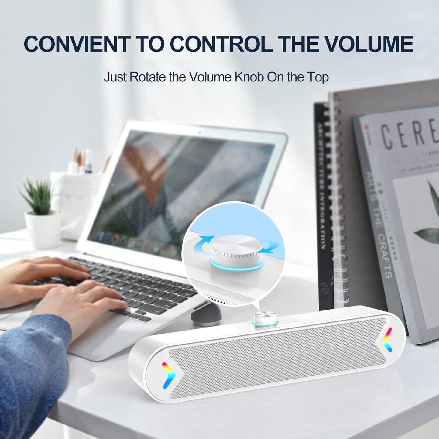 LENRUE 10W Computer Speakers,PC Speakers for Desktop,Wired USB-Powered Sound-bar for Computer with Stereo Sound