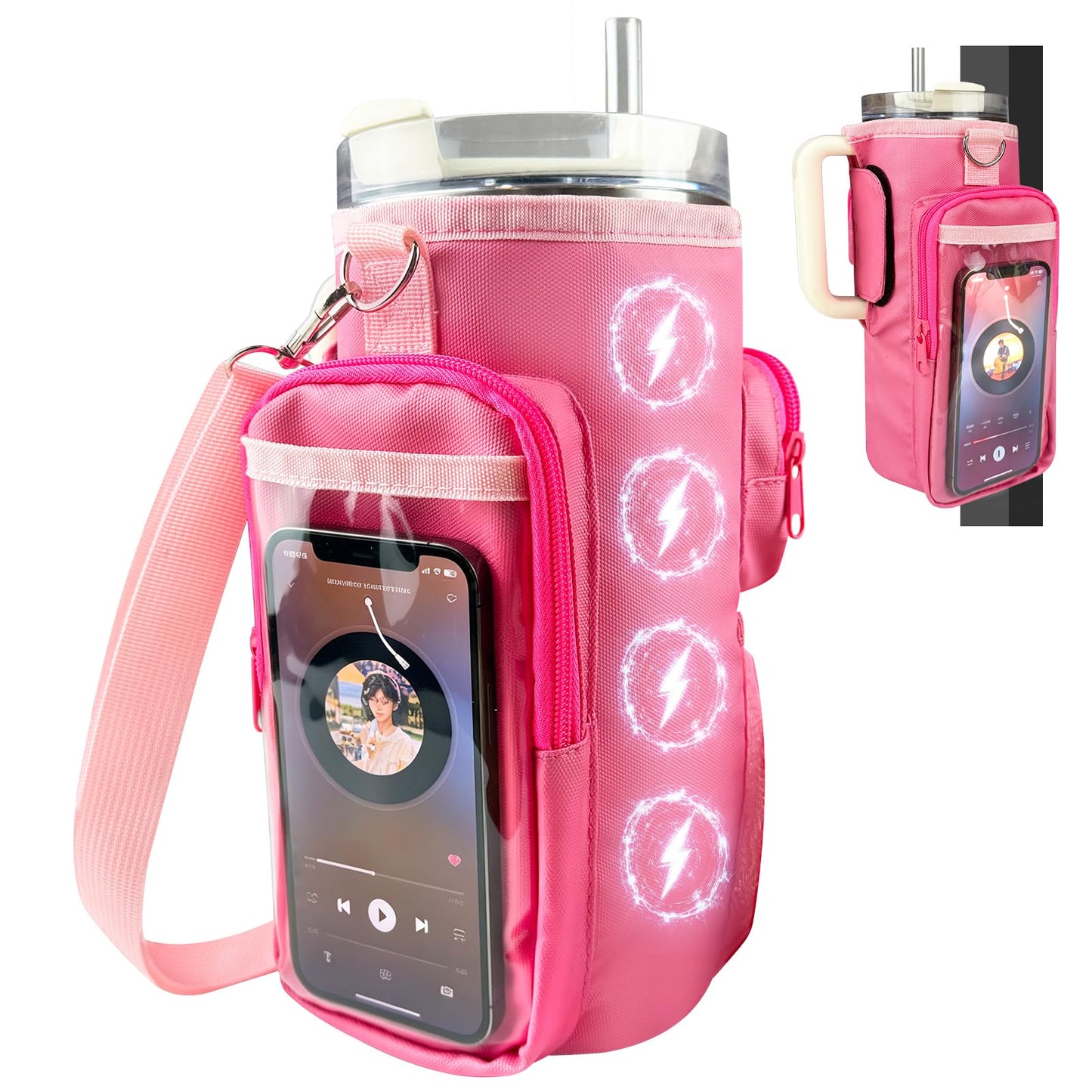 Magnetic Gym Bag, Magnetic Water Bottle Holder for Stanley, Gym accessories, Gym Gifts for Women and Men (PNK, 40 OZ)