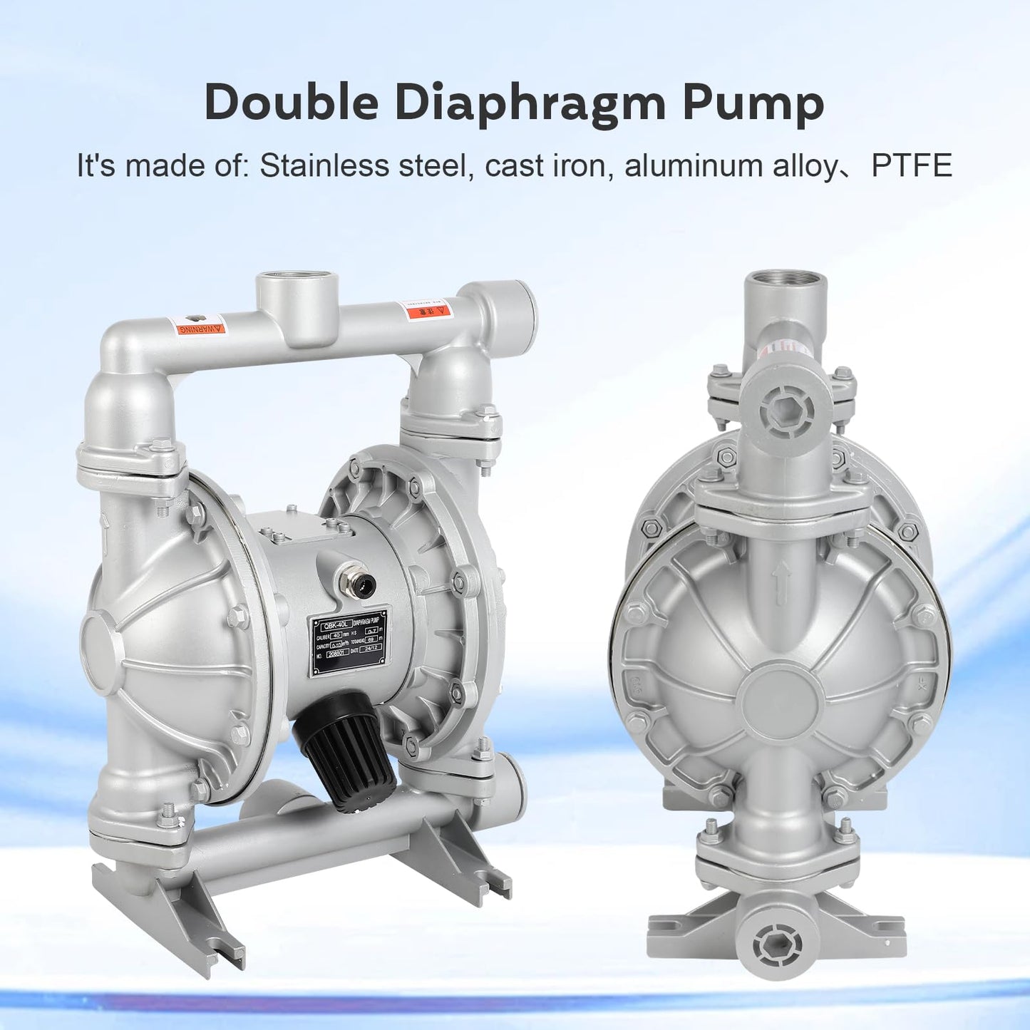 Air-Operated Double Diaphragm Pump For Environmental Protection Drainage Construction Petroleum Chemical Pharmaceutical Electric Power (Black, 1/2 Inch Outlet)