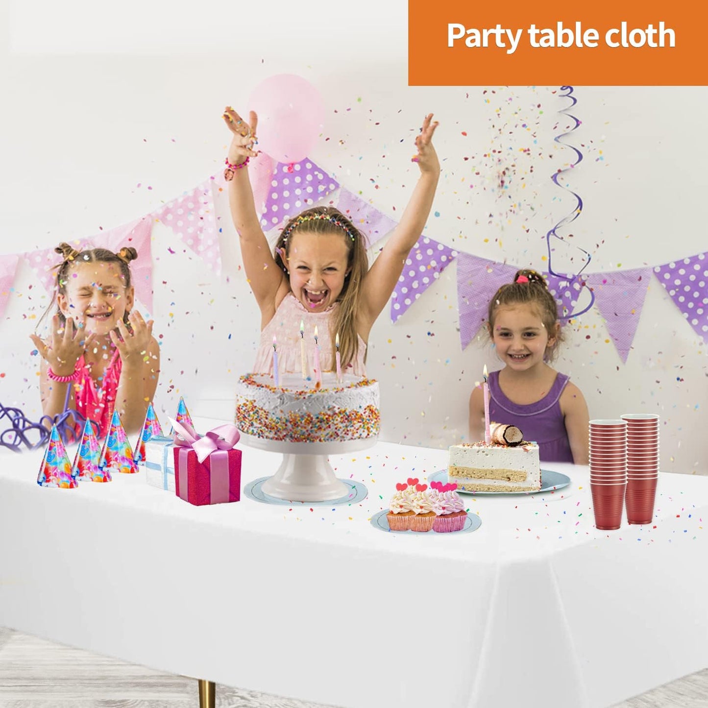 Party Dimensions White Disposable Plastic Tablecloths - 12 Pack for Rectangle Tables | 54 x 108 Inches, Perfect for Events & Weddings