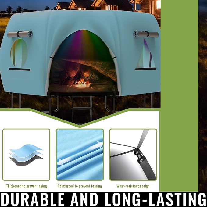 Gardenature 10FT/12FT/14FT Trampoline Tent(Tent Only), Fit Round Trampolines, Shade Cover with LED Light, Outdoor Trampolien Accessories, Anti-Tear