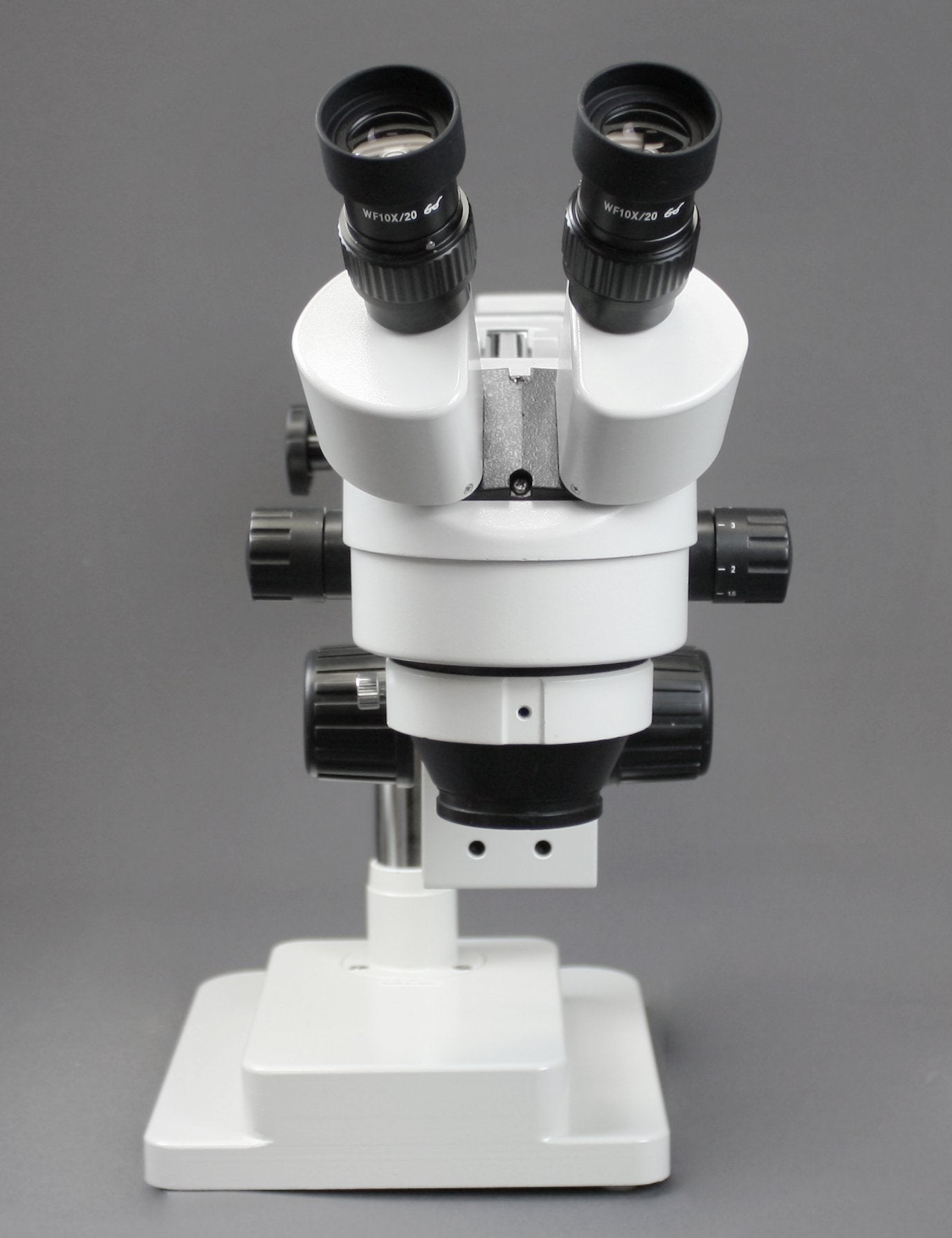 Vision Scientific VS-5EZ-IFR07 Binocular Zoom Stereo Microscope,10x WF Eyepiece,0.7X—4.5X Zoom, 3.5X—90x Magnification, 0.5X & 2X Auxiliary Lens,Double Arm Boom Stand,144-LED Four-Zone Ring Light