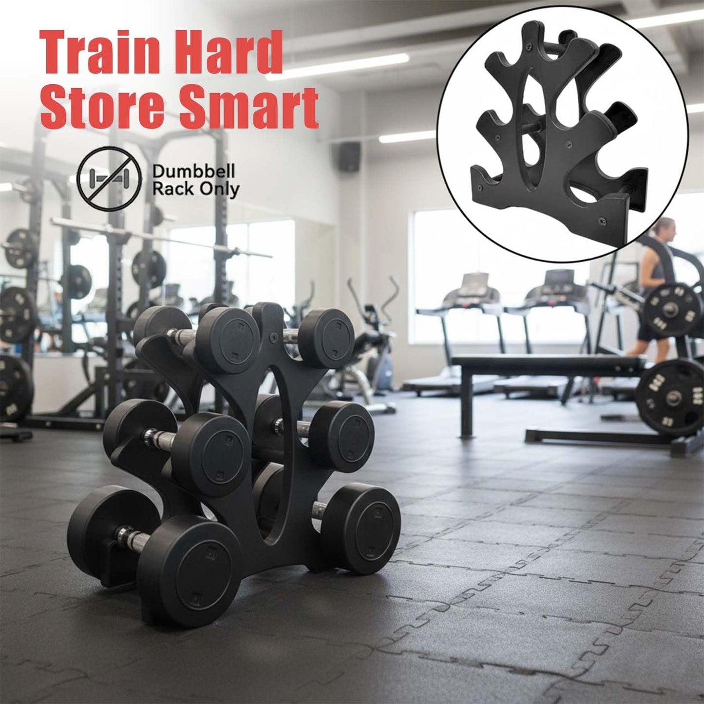 3-Tier Dumbbell Rack Only for Home Gym Women Dumbbell Holder with Handle Weight Racks For Free Weights Dumbbell Tower (Dumbbells Not Included)