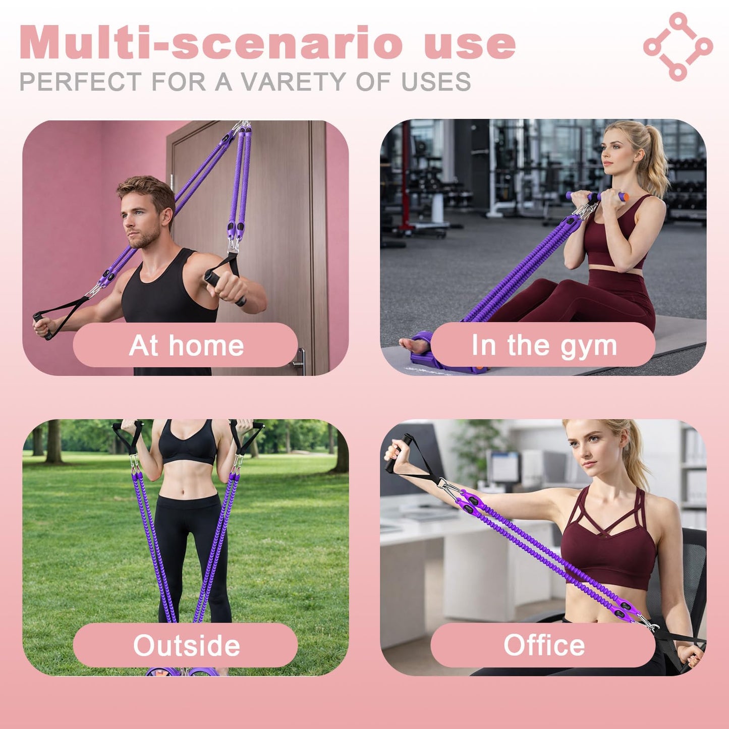 2026 New Pedal Resistance Band with Handles, Adjustable Detachable Multifunction Pedal Resistance Band, Thai Natural Rubber Tension Rope for Abs, Arms, Waist, Legs & Home Fitness