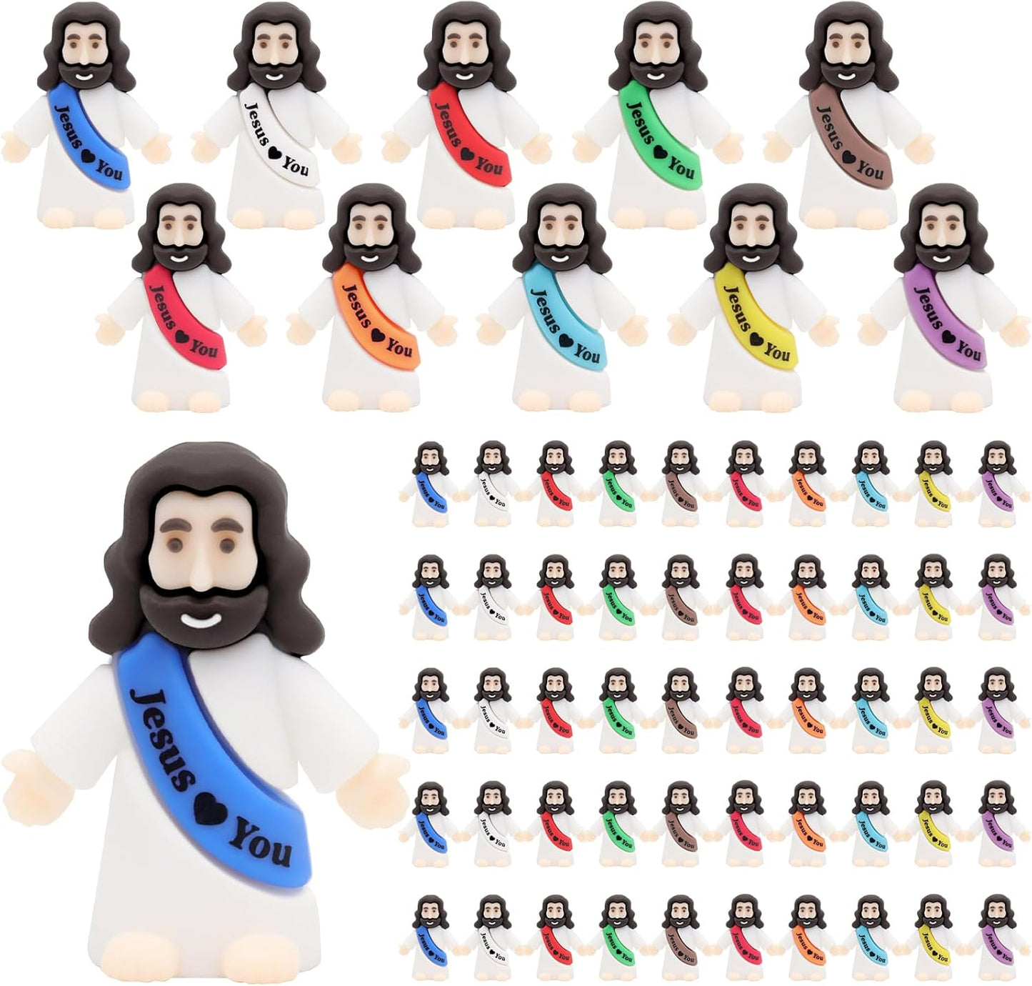 Owurha Mini Jesus Figurines - 50 Pcs Tiny Religious Figures for Sunday School & Baptism Gifts