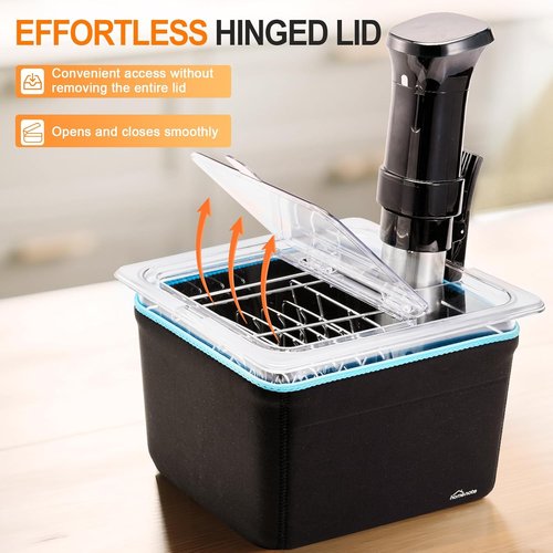 HOMENOTE Sous Vide Container - 12 Quart with Universal Collapsible Lid | BPA-Free Accessories Kit