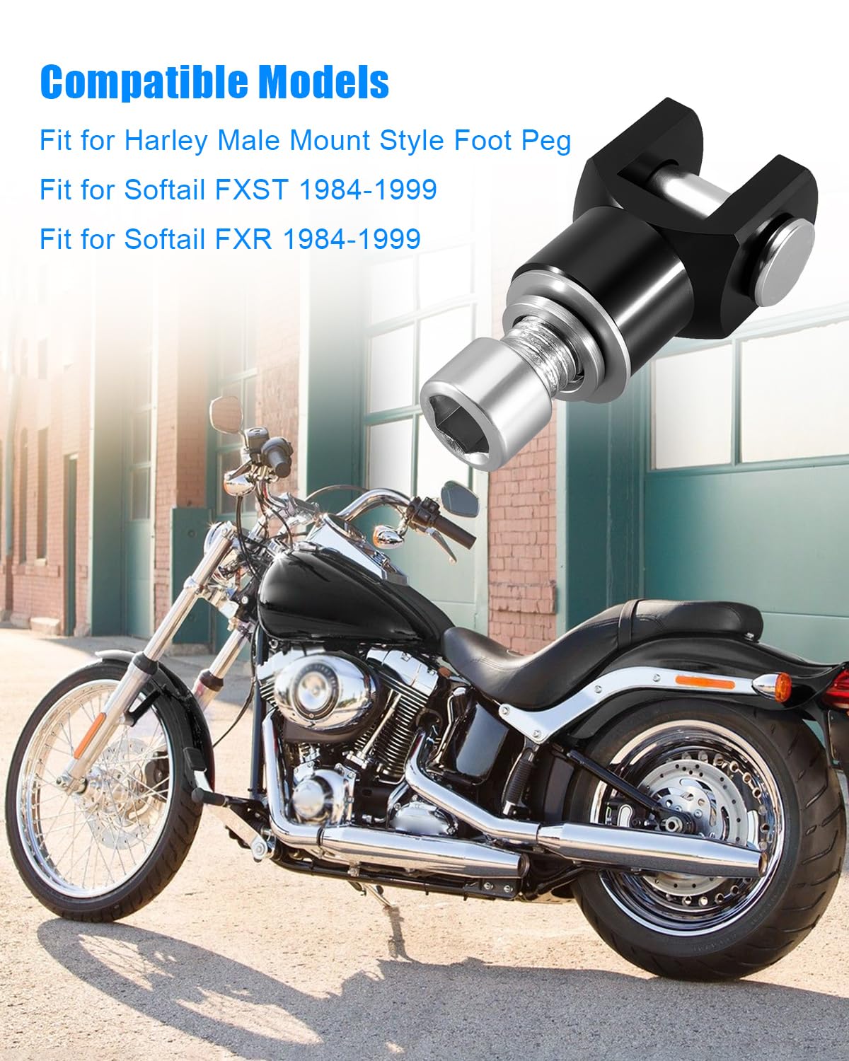 Motorcycle Foot Pegs Mount Supports Footrest Mounting Clevis Hardware Kit 29mm Fit for Harley Davidson FX Softail FXST FXR Low Rider Custom FXLR FXR Super Glide, Male Mount Style