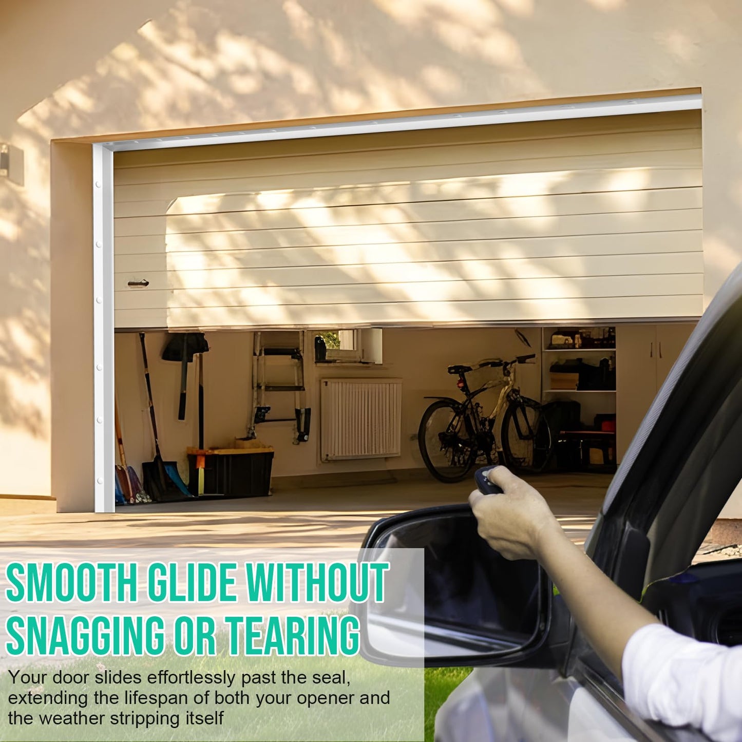 Garage Door Seal Top and Sides - Jobon 36FT White Flexible TPE Self Adhesive Weather Stripping Kit | Block Rodents Drafts Rain Dust | Easy DIY Installation Universal Replacement