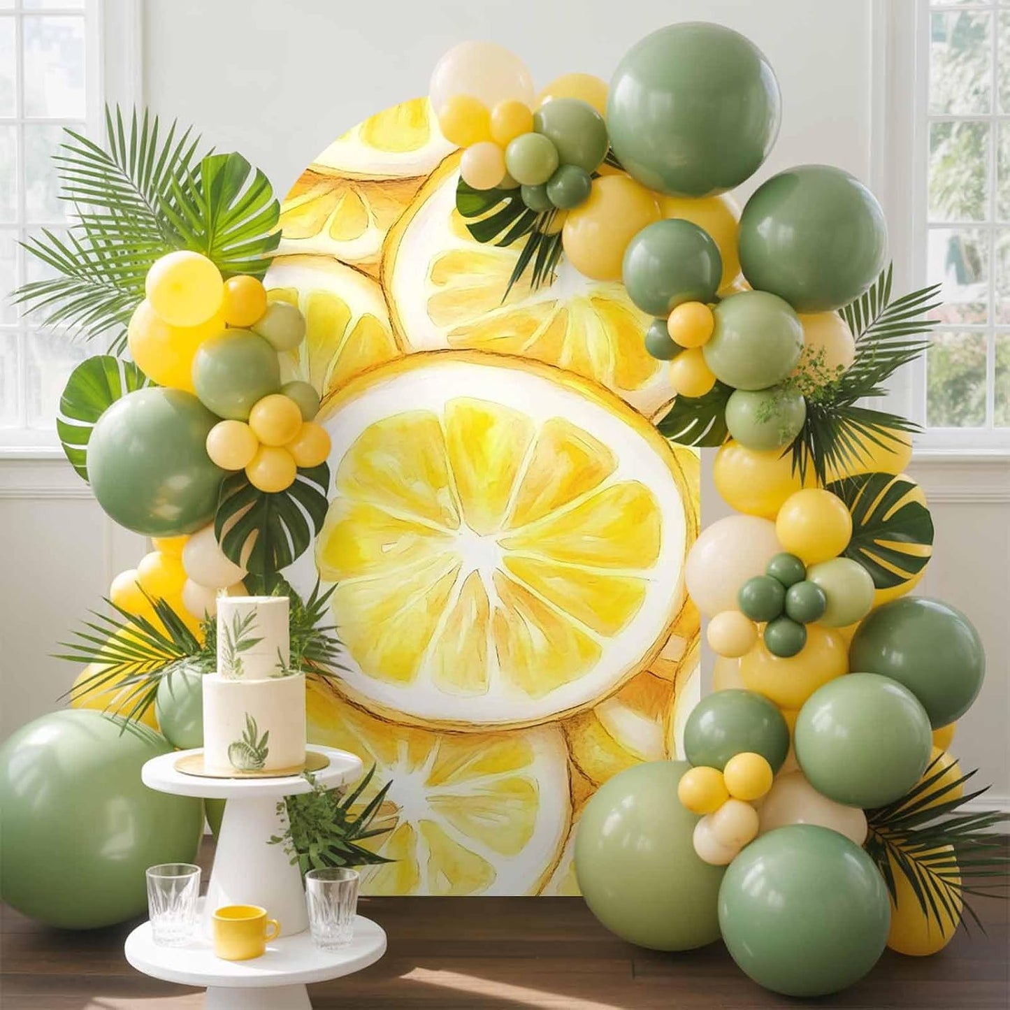 Jnbasdffb Summer 6.6 Lemon Wedding Arch Cover, Stretchy Spandex Arch Backdrop Stand Covers FT, Modern Oil Painting