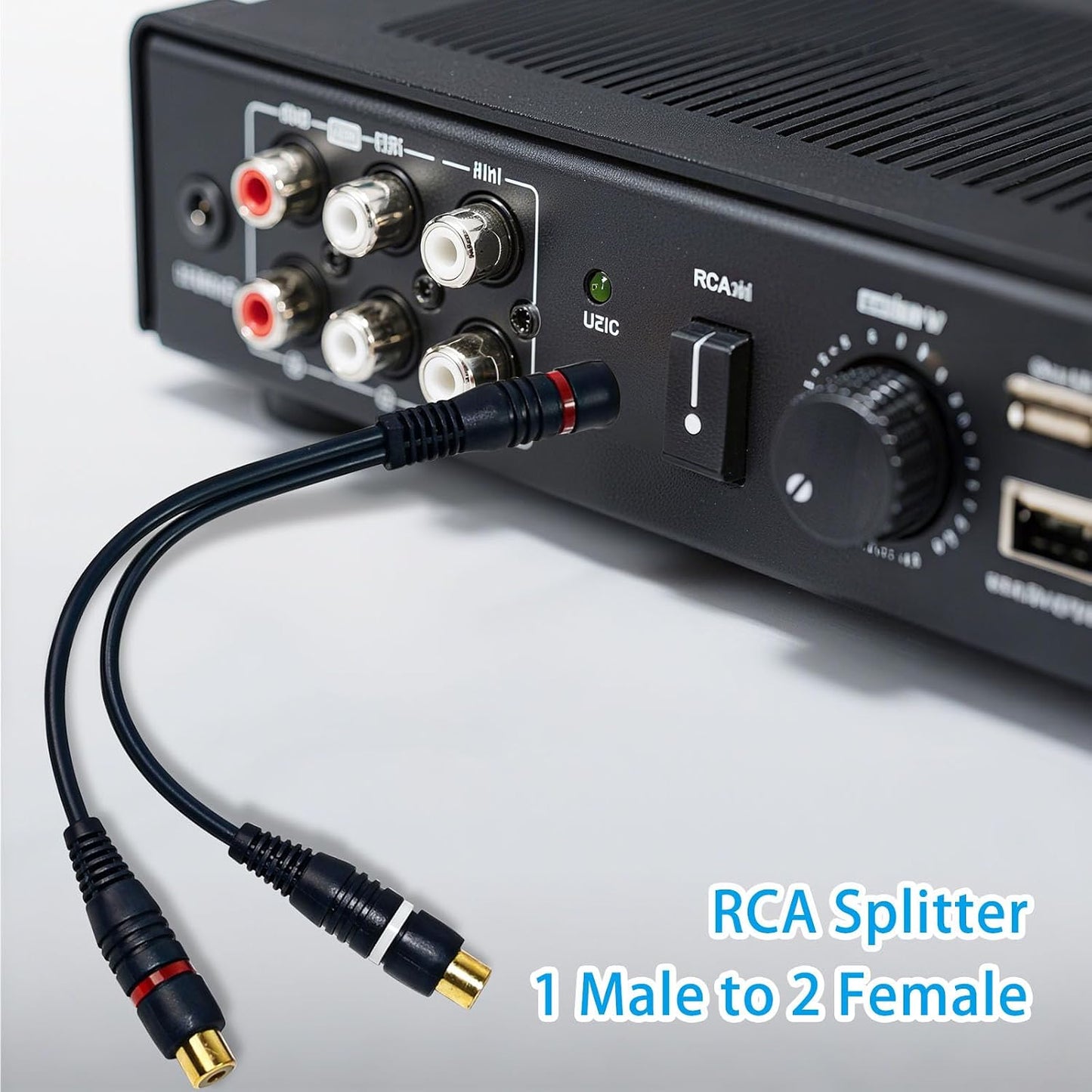Dirvcp 1 2 RCA Audio Splitter Male to Female with Gold-Plated Connectors for Lossless Sound - Home Theater & Subwoofer
