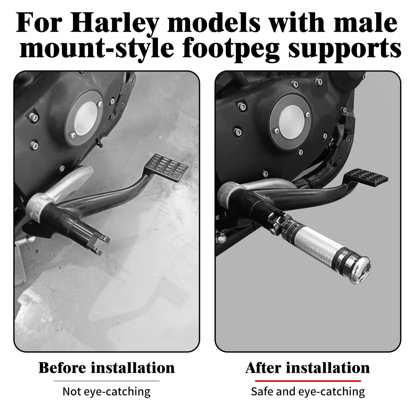 HDBUBALUS Motorcycle Foot Pegs Rest Compatible with Harley Sportster Dyna Touring Male Mount Footpegs Footrest Pedal Chrome