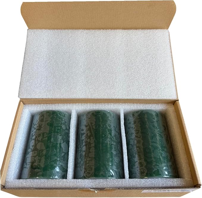 Mister Candle Dripless Unscented Pillar Candles, Set of 3 Hand Poured Solid Color Non-Scented Candles for Home Decor, Premium Wax, 60 Hr Burn Time - 3x4 Inch, Green