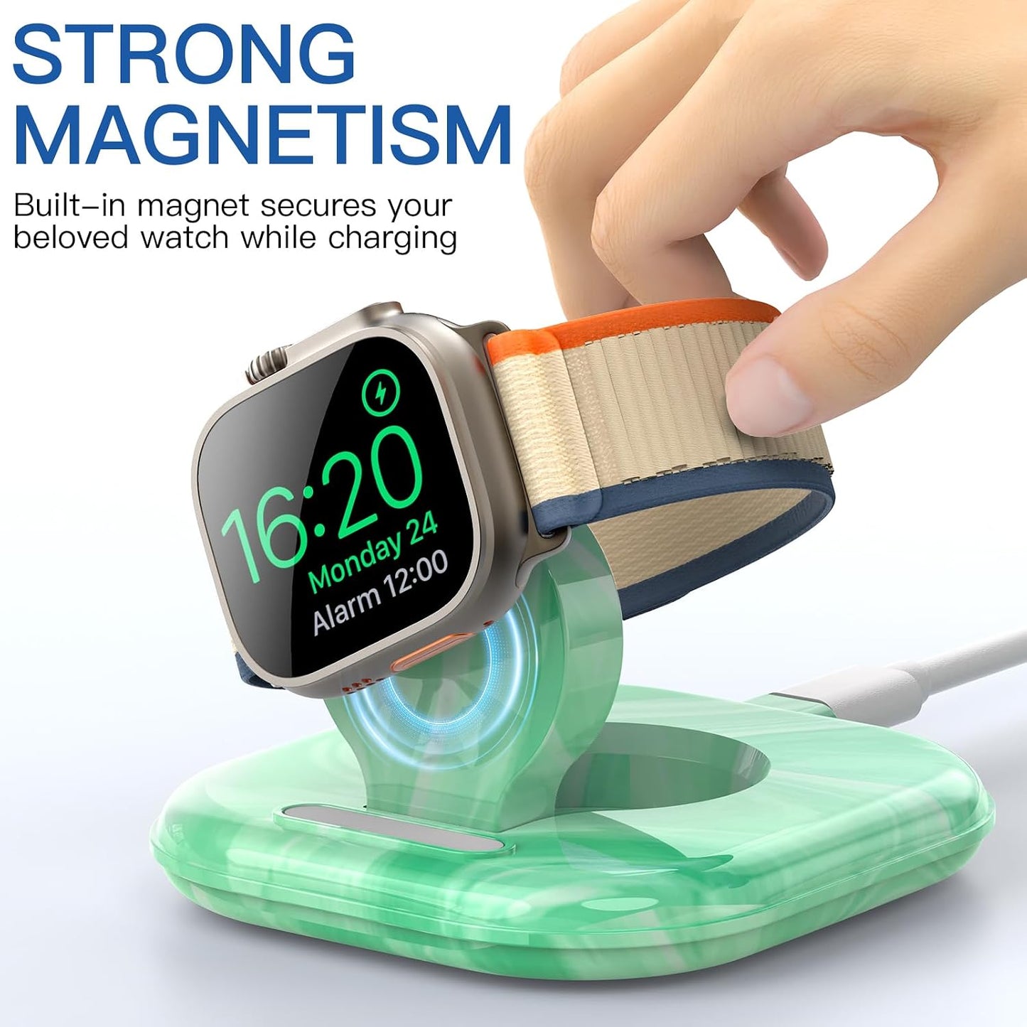 ZIKUREL 2/3/4/5/6/7/8/9/10/Ultra 1 2, for Apple Watch Magnetic Charging Dock - Fast Magnetic Charger Stand, Compatible