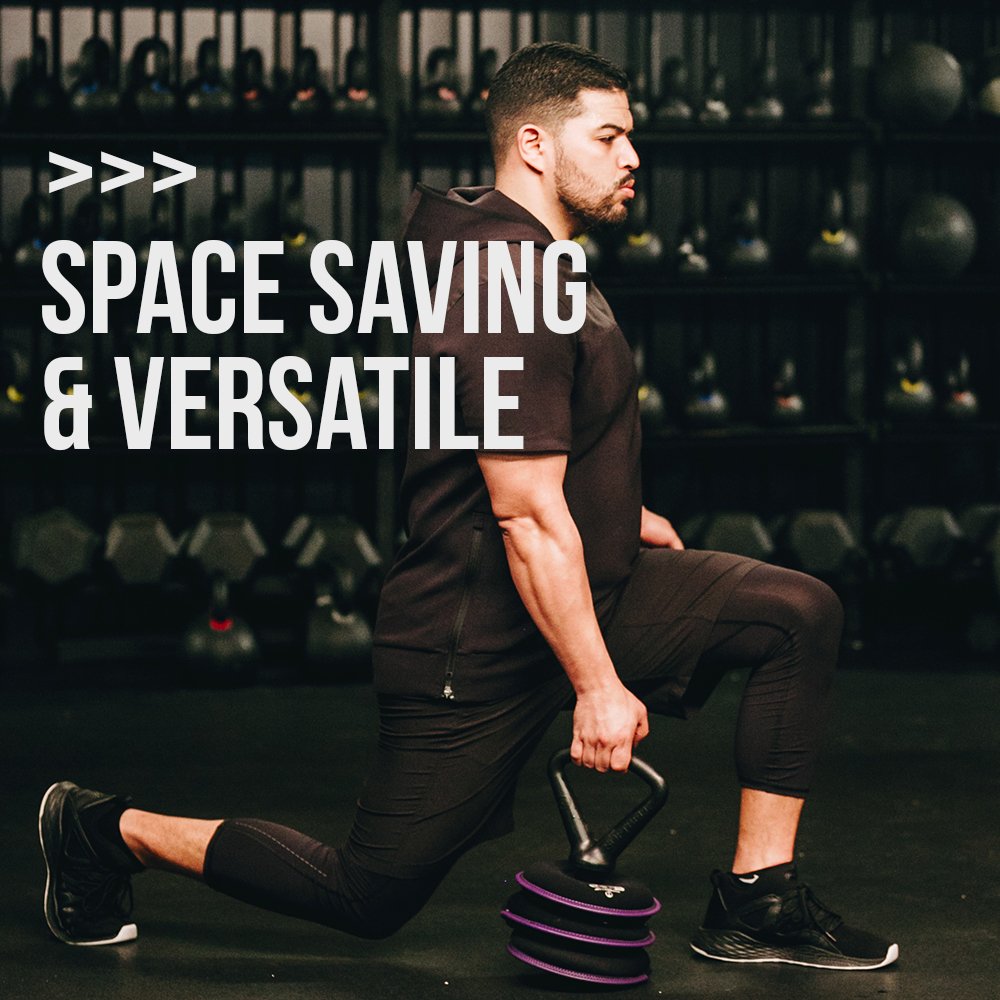 HYPERWEAR SoftBell Adjustable Kettlebell, 18 lbs, Soft Weight Plates & Rubber Base, Compatible with SoftBell Dumbbells & Barbells