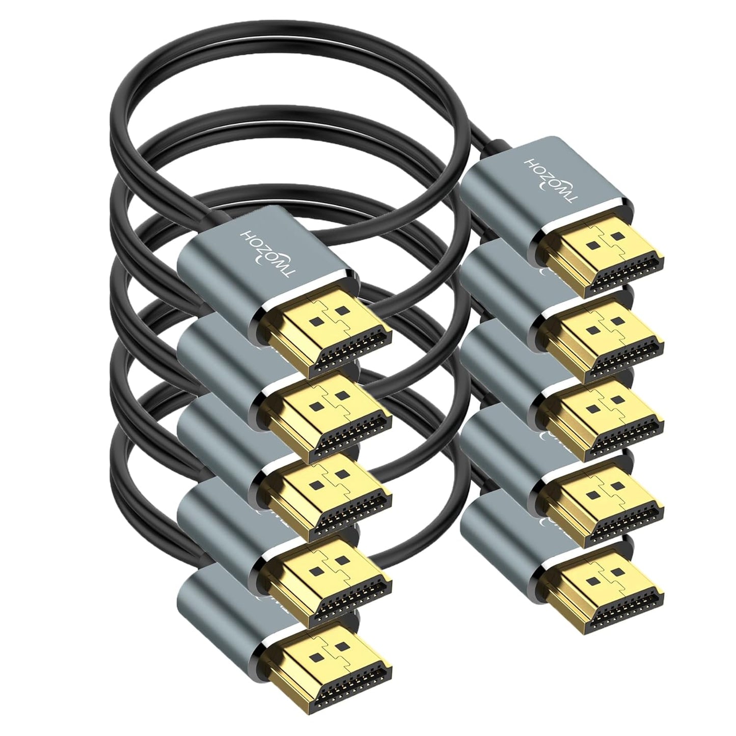 Twozoh 4K 1FT 5 Pack, 2.0 4K/60HZ 18gbps PS5, PS4, Slim HDMI Cable Ultra Thin & Flexible Skinny HDMI to HDMI Cord