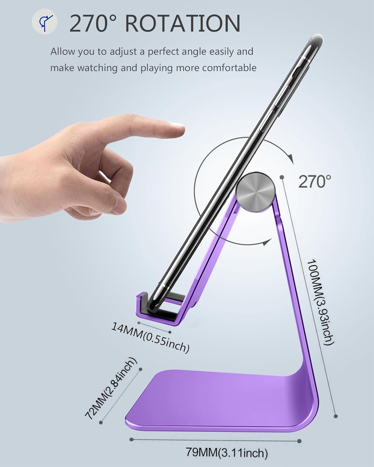 CreaDream 15 14 13 12 11 Adjustable Cell Phone Stand, Phone Stand, Cradle, Dock, Holder, Aluminum Desktop Stand