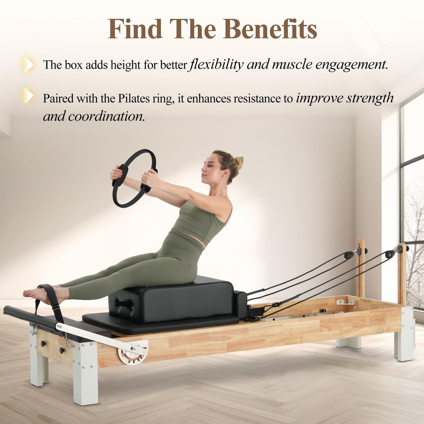PAETA Pilates Box for Reformer, Pilates Reformer Accessories with Pilates Ring, for Core Training, Balance & Flexibility – Studio & Home Pilates Equipment