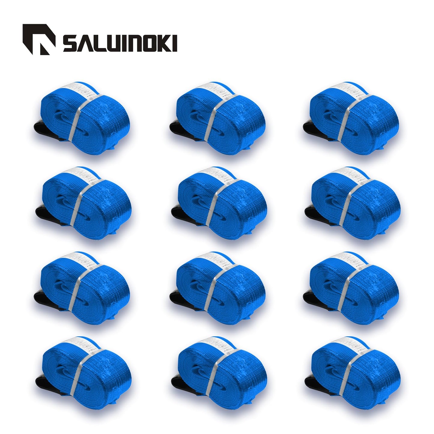 SALUINOKI 12Pack 4 inch Straps Flatbed Strap 4x30 Truck Strap for Flatbed Trailer Winch Strap Heavy Duty 4 inch Ratchet Straps Flatbed Blue
