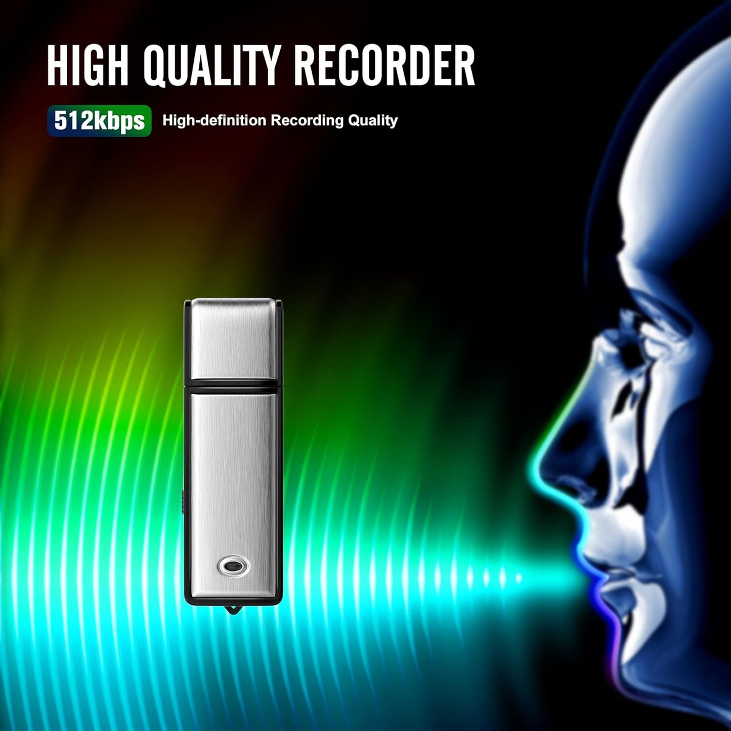 HAKSDOWO 32G 750 Voice Recorder, Digital Audio Recorder with Hours Recording Capacity Noise Reduction USB Recording