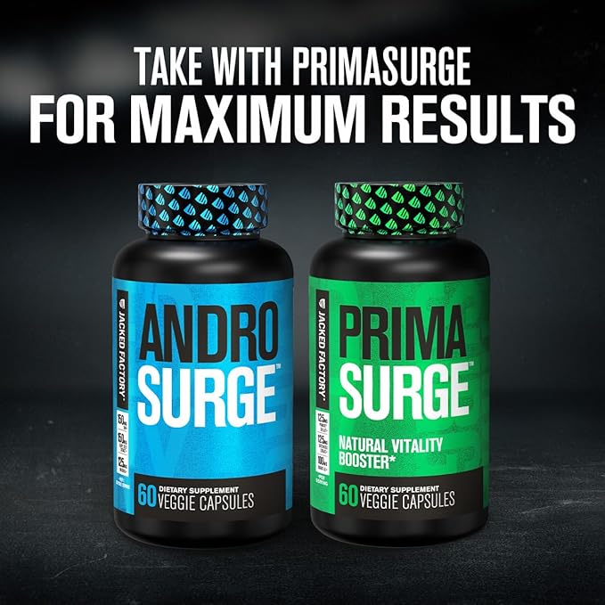 Jacked Factory Androsurge Estrogen Blocker for Men - Natural Testosterone Booster for Men & Estrogen Metabolizer with Tongkat Ali, DIM, Long Jack & More - Test Booster & Muscle Builder - 120 Count