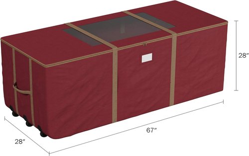 Elf Stor Rolling Christmas Tree Storage Bag - Heavy-Duty for 12FT Artificial Trees | Red Seasonal Décor Solution