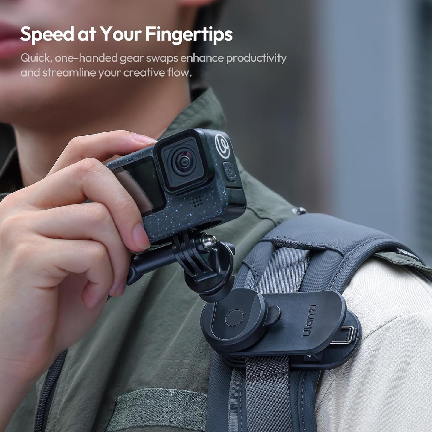 ULANZI CK02 Backpack 1/4" Insta360, Cka Quick Release Camera Mount Clip, Magnetic Mount Stand with Standard Thread