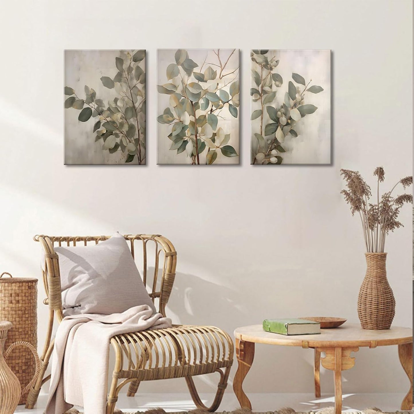 SUAXTCCR Eucalyptus Canvas Wall Art - Modern Botanical Prints for Bedroom & Living Room | 12x16 Inch