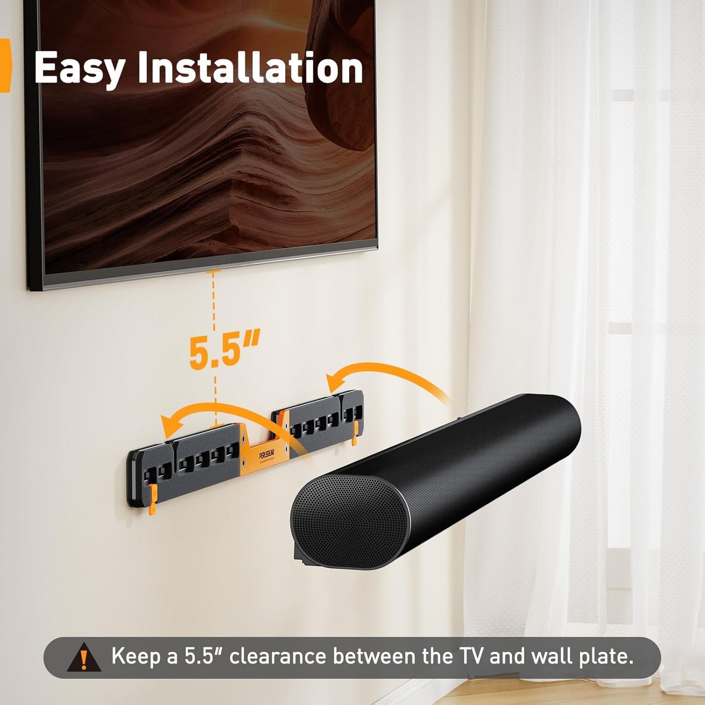 Perlegear Soundbar Wall Mount - Compatible with Sonos Arc & Ultra | Hidden Design, Sturdy Steel Structure