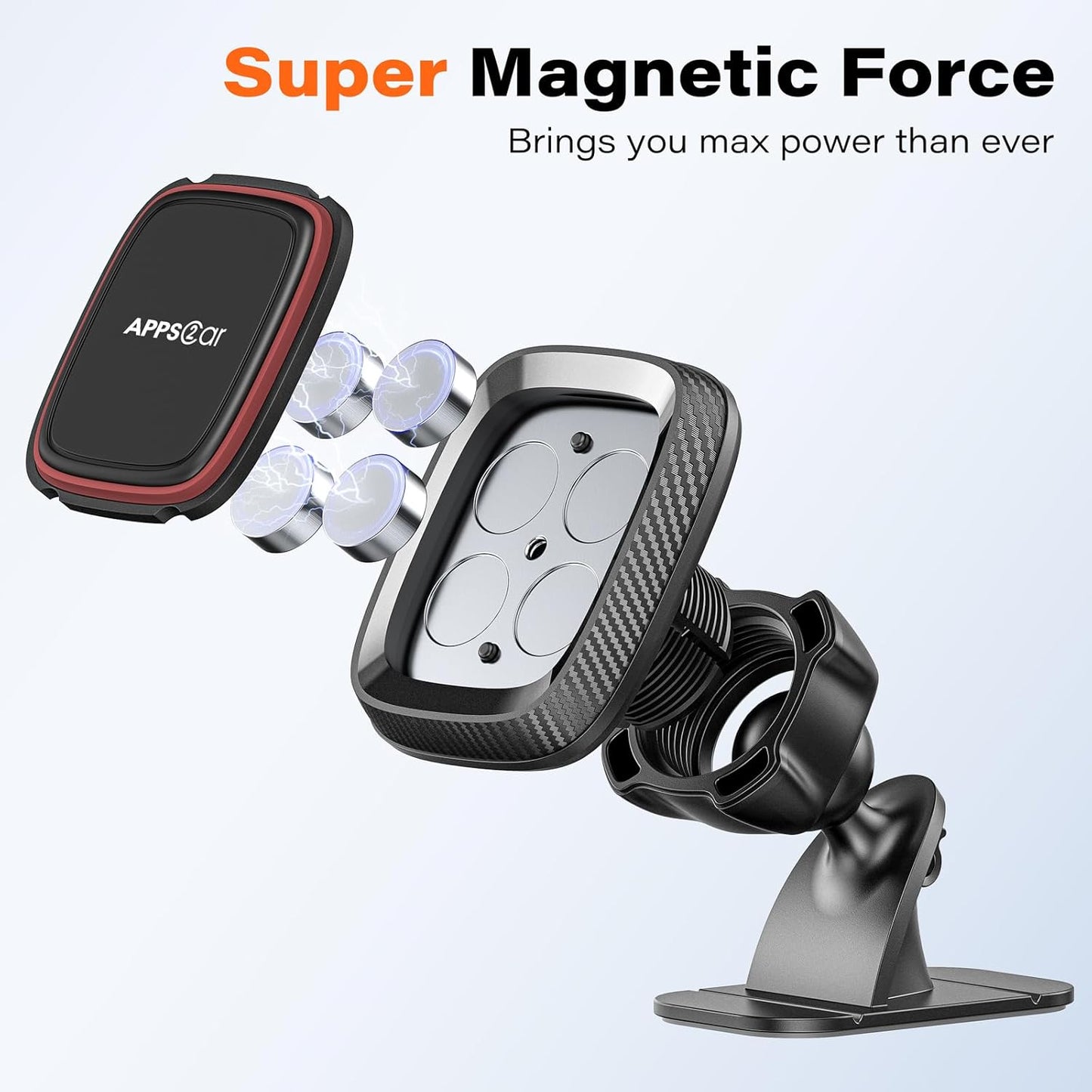 APPS2Car 360 Magnetic Phone Holder for Car, Dashboard Magnetic Car Mount, Rotation Magnet Phone Mount with Strong VHB